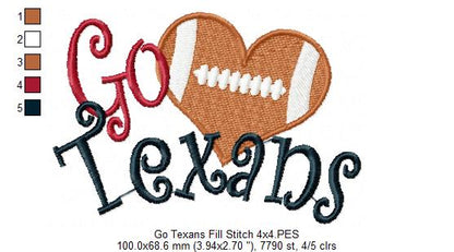 Go Texans - Fill Stitch – Machine Embroidery Design