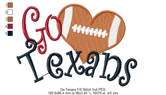 Go Texans - Fill Stitch – Machine Embroidery Design