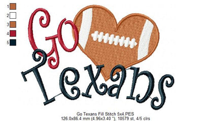 Go Texans - Fill Stitch – Machine Embroidery Design