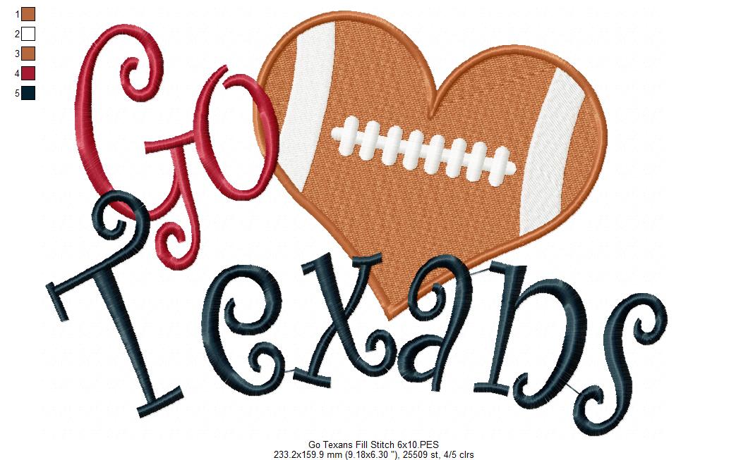Go Texans - Fill Stitch – Machine Embroidery Design