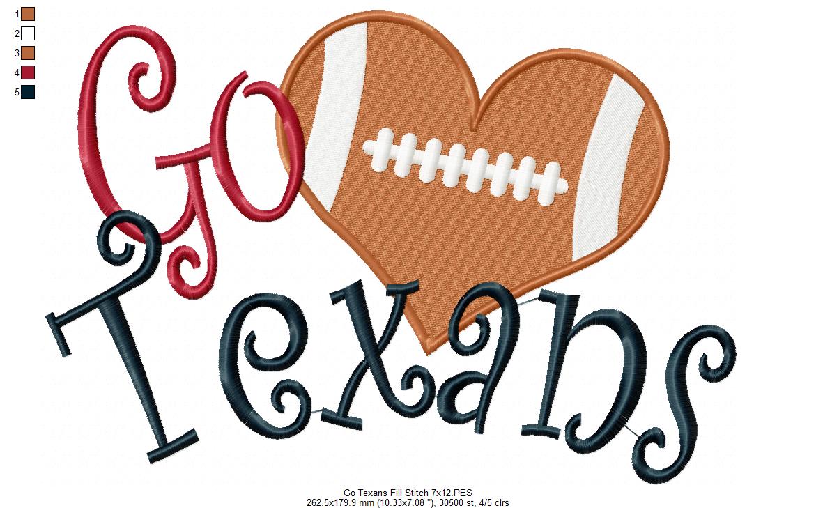 Go Texans - Fill Stitch – Machine Embroidery Design
