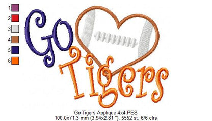 Go Tigers – Appliqué – Machine Embroidery Design