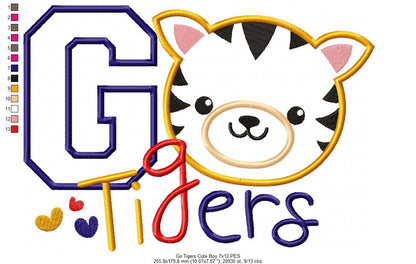 Go Tigers Cute Boy - Applique