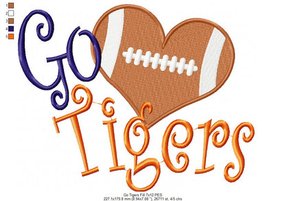Football Go Tigers - Fill Stitch