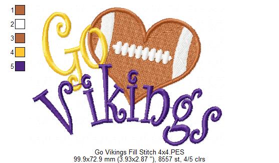 Football Go Vikings - Fill Stitch