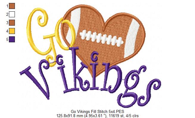Football Go Vikings - Fill Stitch