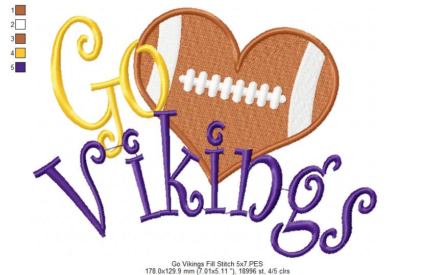 Football Go Vikings - Fill Stitch