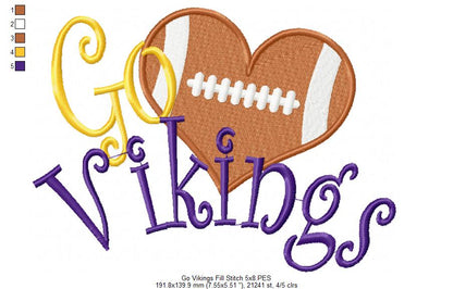 Football Go Vikings - Fill Stitch