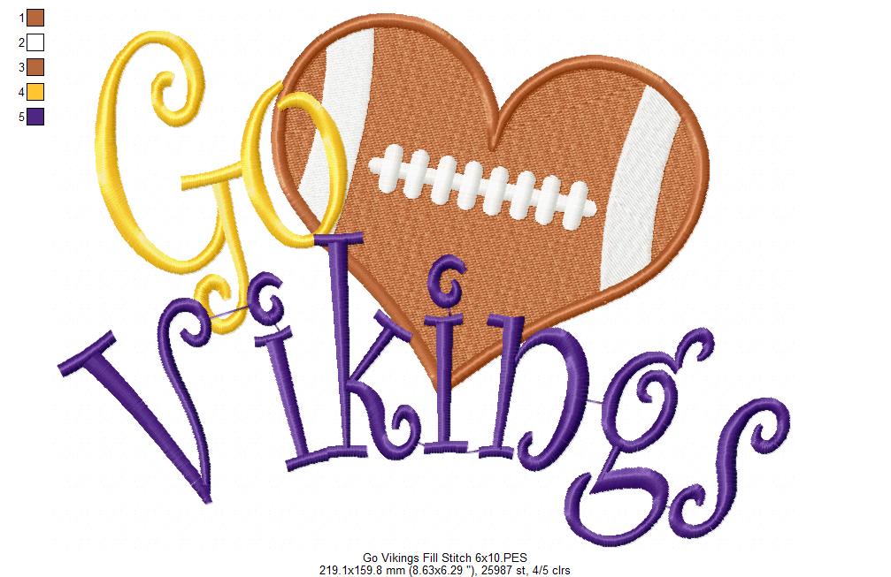 Football Go Vikings - Fill Stitch