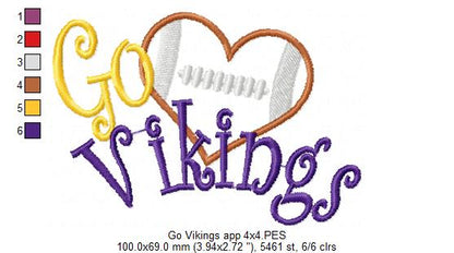 Football Go Vikings - Applique