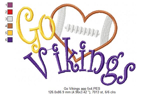 Football Go Vikings - Applique