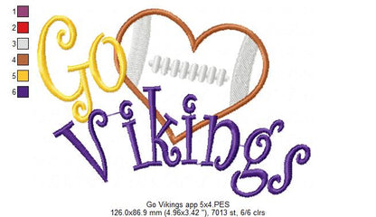 Football Go Vikings - Applique