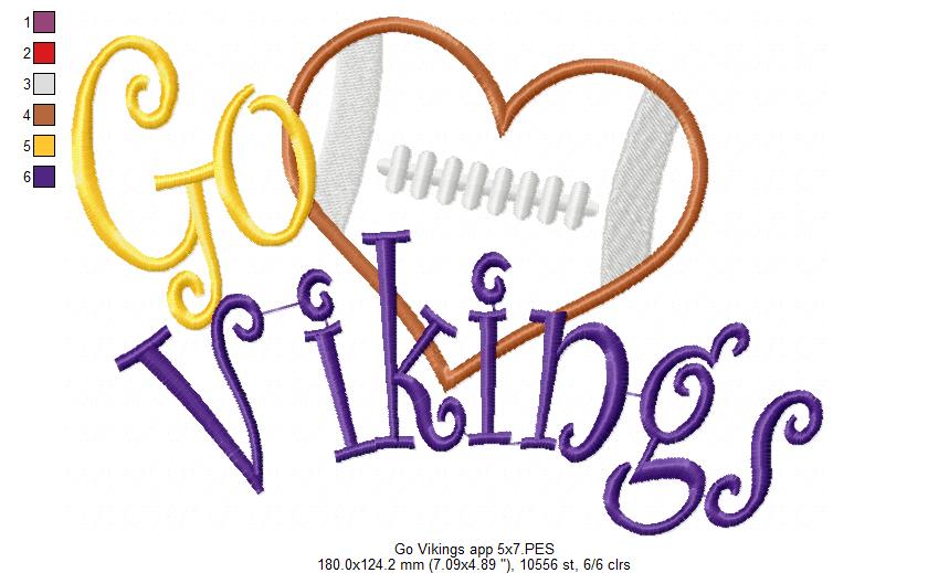 Football Go Vikings - Applique