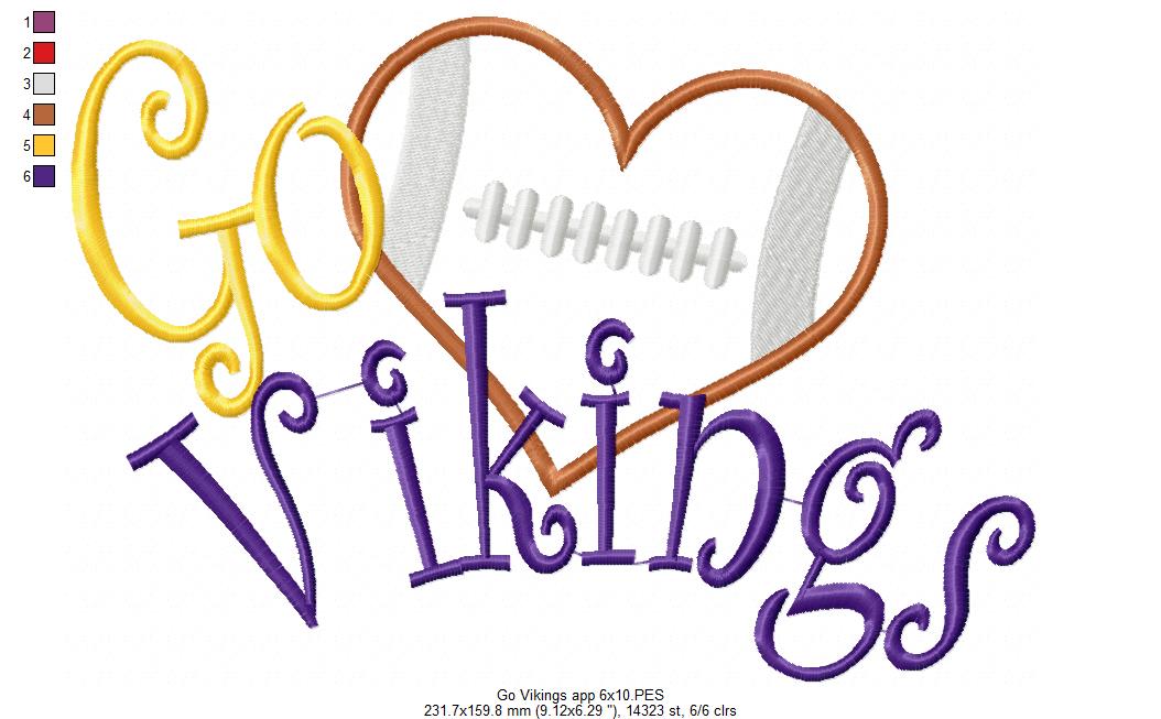 Football Go Vikings - Applique
