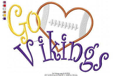 Football Go Vikings - Applique