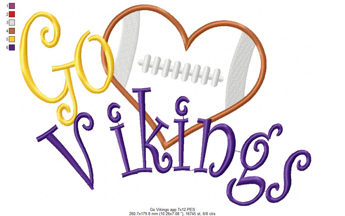 Football Go Vikings - Applique
