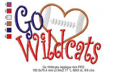 Football Go Wildcats - Applique