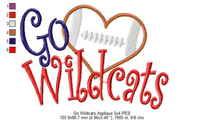 Football Go Wildcats - Applique