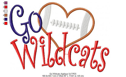 Football Go Wildcats - Applique