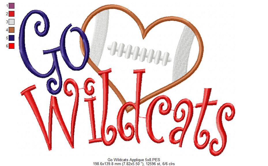 Football Go Wildcats - Applique