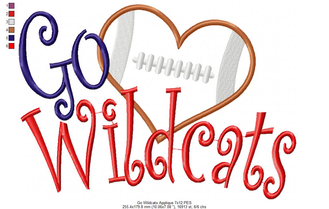 Football Go Wildcats - Applique