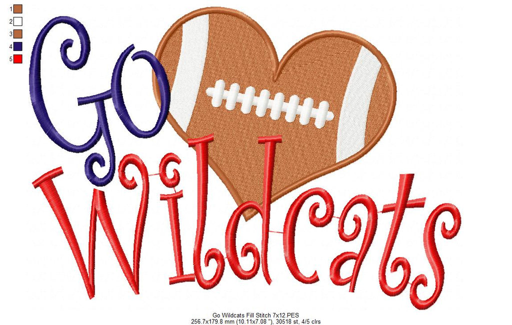 Football Go Wildcats - Fill Stitch