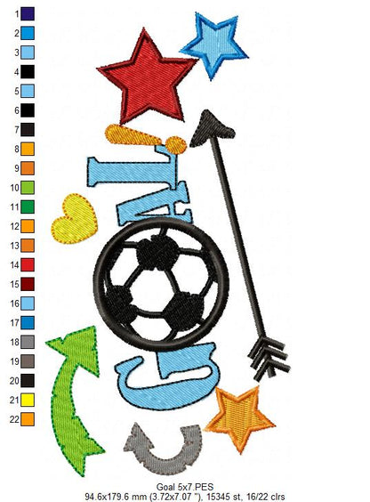 Goal Soccer Fun - Appliqué - Machine Embroidery Design