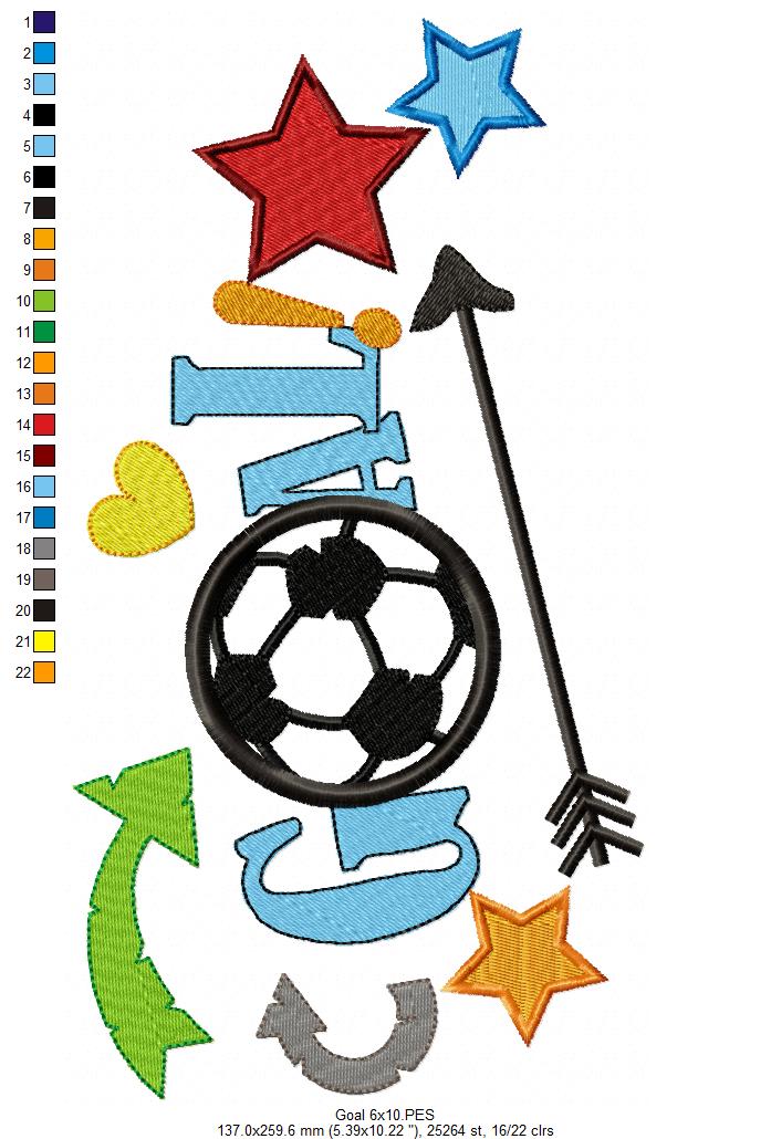 Goal Soccer Fun - Appliqué - Machine Embroidery Design
