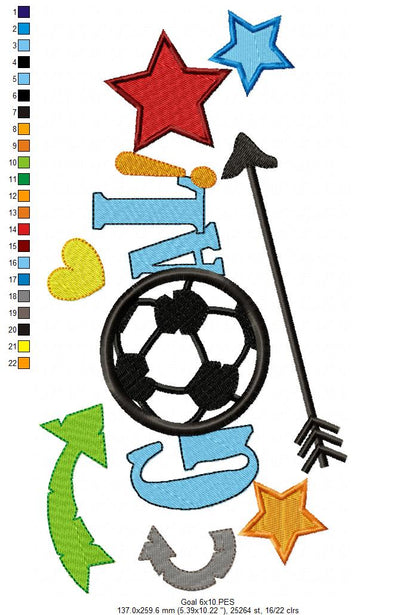 Goal Soccer Fun - Appliqué - Machine Embroidery Design