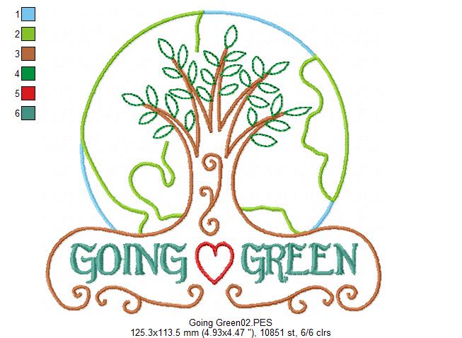 Going Green - Satin Stitch