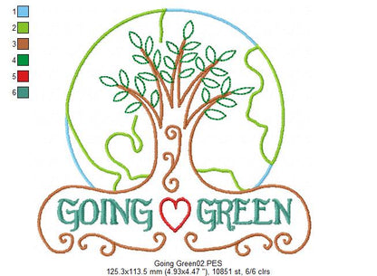 Going Green - Satin Stitch