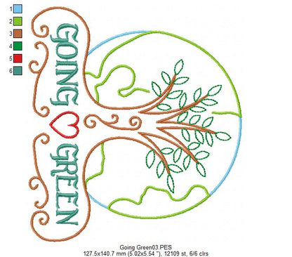 Going Green - Satin Stitch