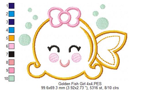 Goldfish Girl and Boy - Applique - Set of 2 designs
