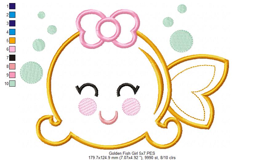 Goldfish Girl and Boy - Applique - Set of 2 designs
