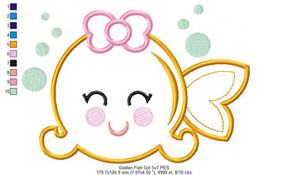 Goldfish Girl and Boy - Applique - Set of 2 designs