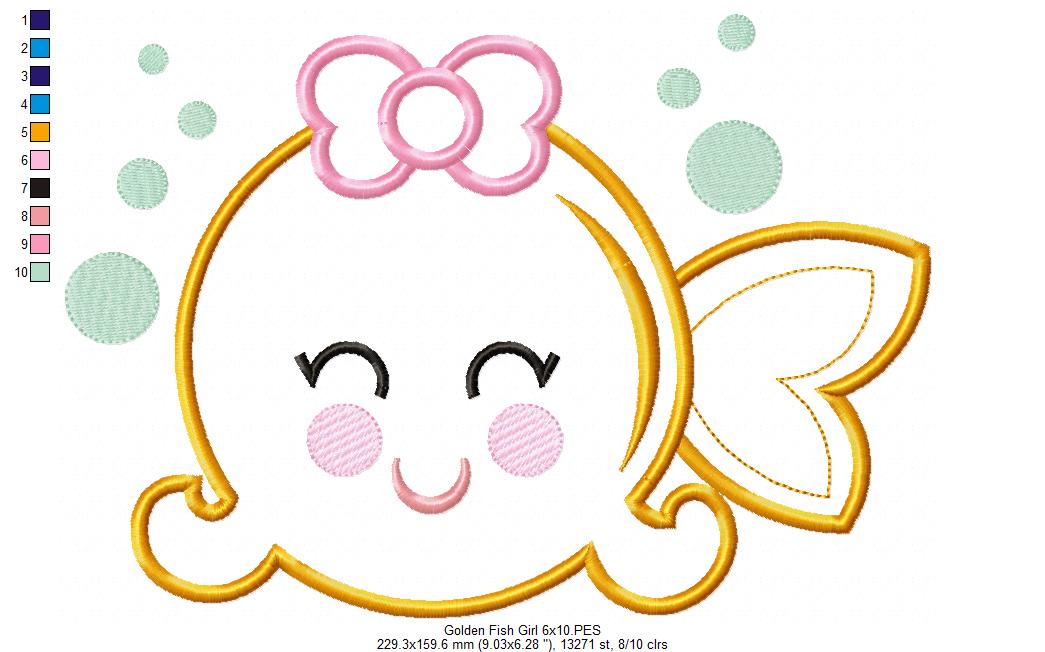 Goldfish Girl and Boy - Applique - Set of 2 designs