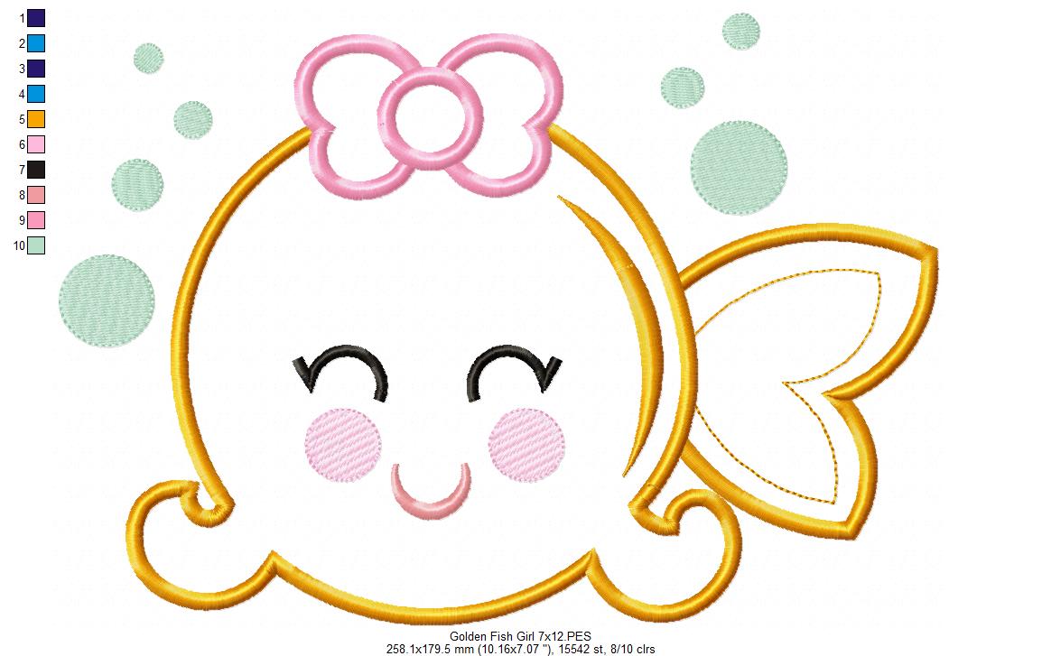 Goldfish Girl and Boy - Applique - Set of 2 designs