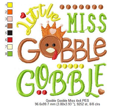 Little Miss Gobble Gobble - Fill Stitch