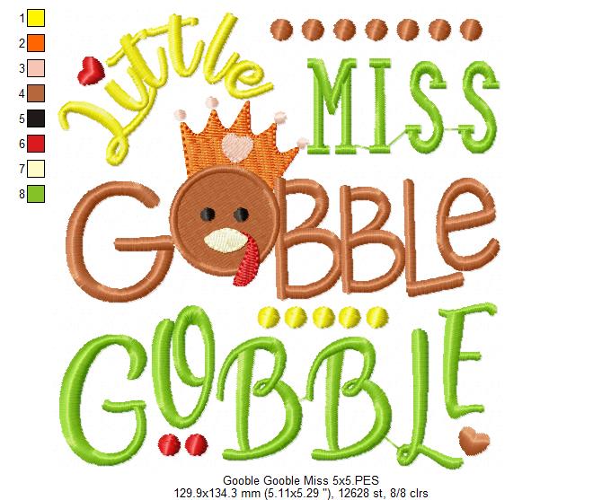 Little Miss Gobble Gobble - Fill Stitch