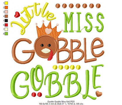 Little Miss Gobble Gobble - Fill Stitch