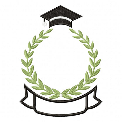 Elegant Graduation Laurel Frame - Fill Stitch – Machine Embroidery Design