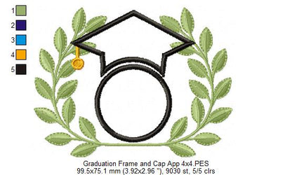 Graduation Frame and Cap - Applique & Fill Stitch - Set of 2 designs
