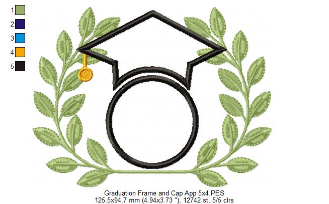 Graduation Frame and Cap - Applique & Fill Stitch - Set of 2 designs
