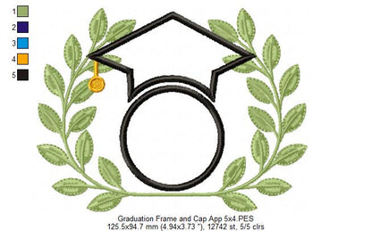 Graduation Frame and Cap - Applique & Fill Stitch - Set of 2 designs