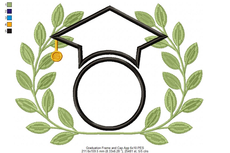 Graduation Frame and Cap - Applique & Fill Stitch - Set of 2 designs
