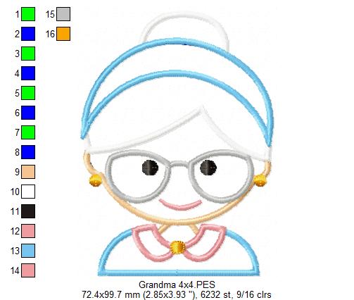 Grandma, Grandmother - Applique Embroidery