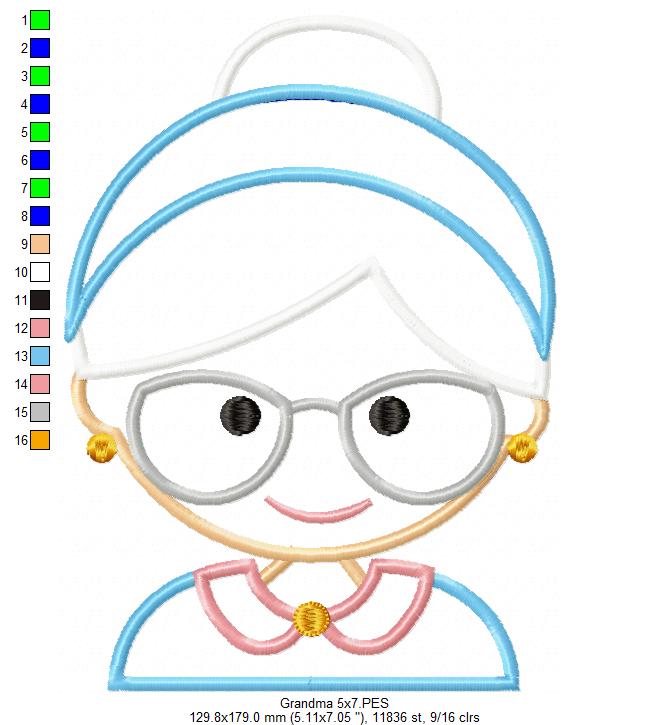 Grandma, Grandmother - Applique Embroidery