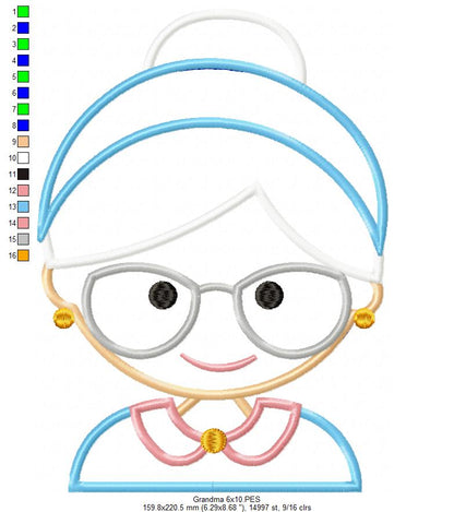 Grandma, Grandmother - Applique Embroidery