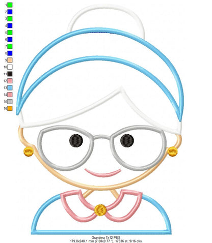 Grandma, Grandmother - Applique Embroidery