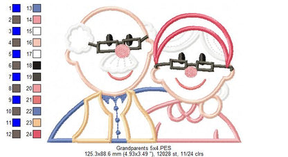 Grandparents Grandma, Grandpa - Applique